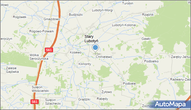 mapa Chmielewo, Chmielewo gmina Stary Lubotyń na mapie Targeo